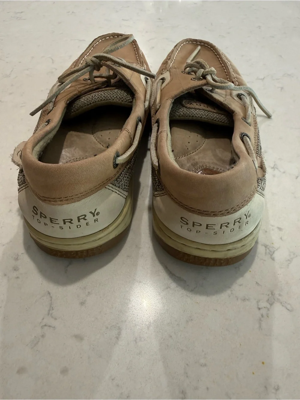 Sperry Two-Tone Tan & Beige Leather Boat Shoes